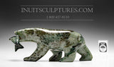 8" Green Bear with Fish by Allan Sheutiapik