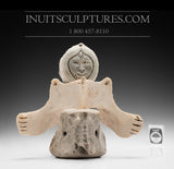 8" Inuk on Wolf by Elite Master Carver Manasie Akpaliapik *Wolf Rider*