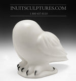9” Pure White Owl by Famous Manasie Akpaliapik