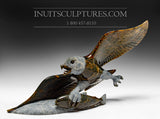 12" Brown Eagle with Fish by Pitseolak Qimirpik
