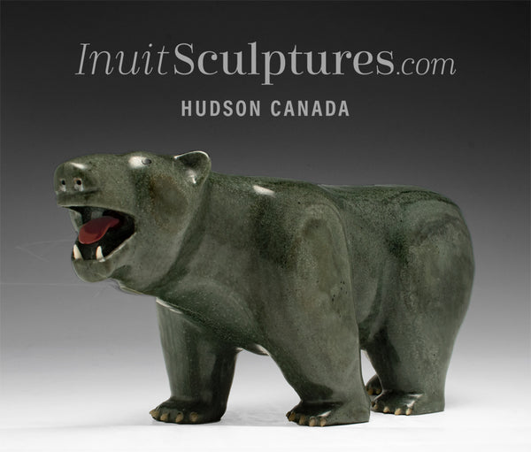 Final Piece 12" Walking Bear wth Red Tongue by Jimmy Iqaluq *Commander* Canada's Top Master Carver