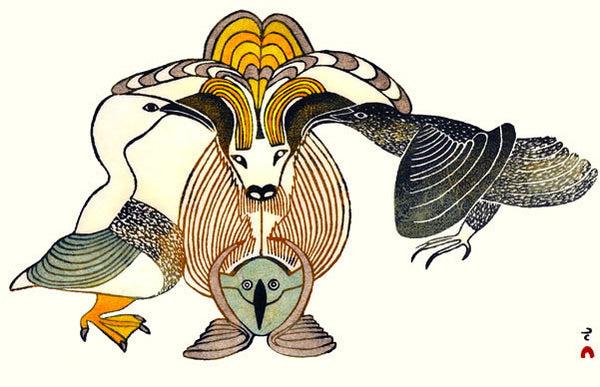 1984 ANIMALS CONVERGE by Mayoreak Ashoona