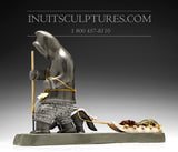 12" Hunter with Husky Dog by Famous Jimmy Iqaluq