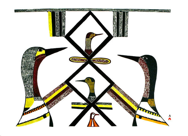 1984 LOONS PROTECTING YOUNG by Pudlo Pudlat