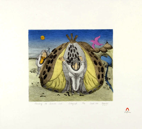 1989 MENDING THE SUMMER TENT by Napachie Pootoogook