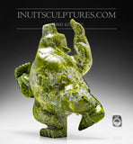 12" Dancing Electric Green Bear by Mosesee Pootoogook