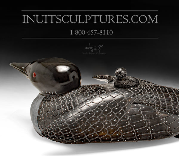 23” Black Loon with Inlay Eyes by Jimmy Iqaluq