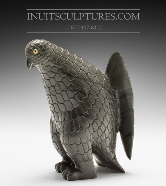 Oiseau lagopède de 7 po par le maître sculpteur Jimmy Iqaluq